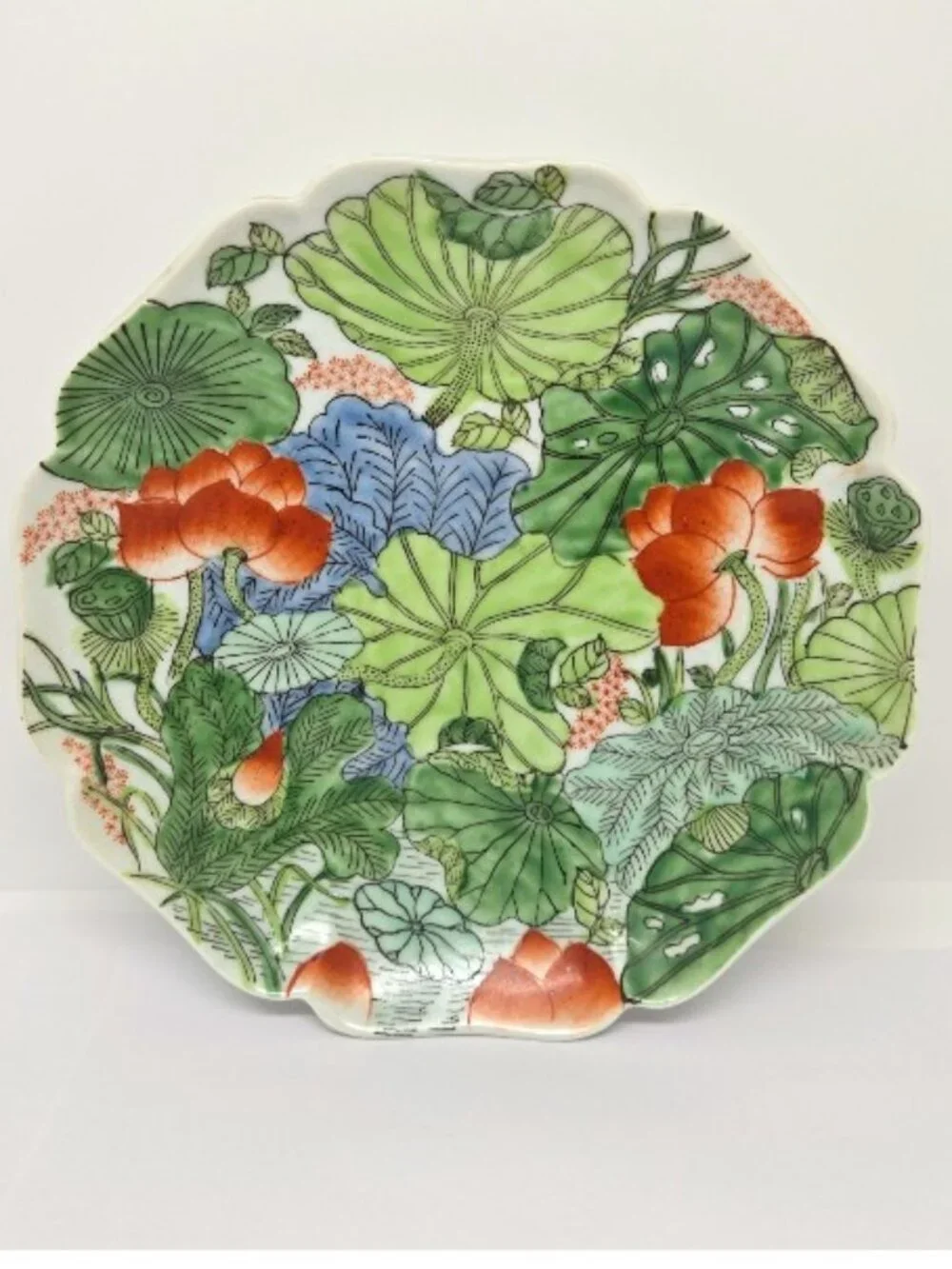 Vintage Napcoware, Lotus / Water Lilies, Wall Plate, Hand Painted In Hong Kong - Picture 1 of 9